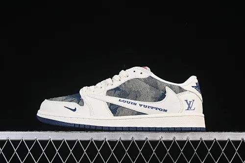 All categories Air Jordan Jordan series basketball shoes Air Jordan 1 Low High-end customized low-top sneakers Travis Scott x Fragment Design x Air Jordan 1 Low OG SP AJ1 Joe 1 LV joint name White and green denim low-top cultural casual sneakers LD2028-044